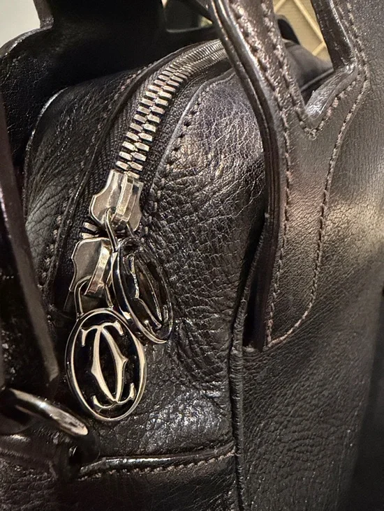 Cartier Marcello Dark Brown Leather Shoulder Bag with shoulder strap - Picture 4 of 15